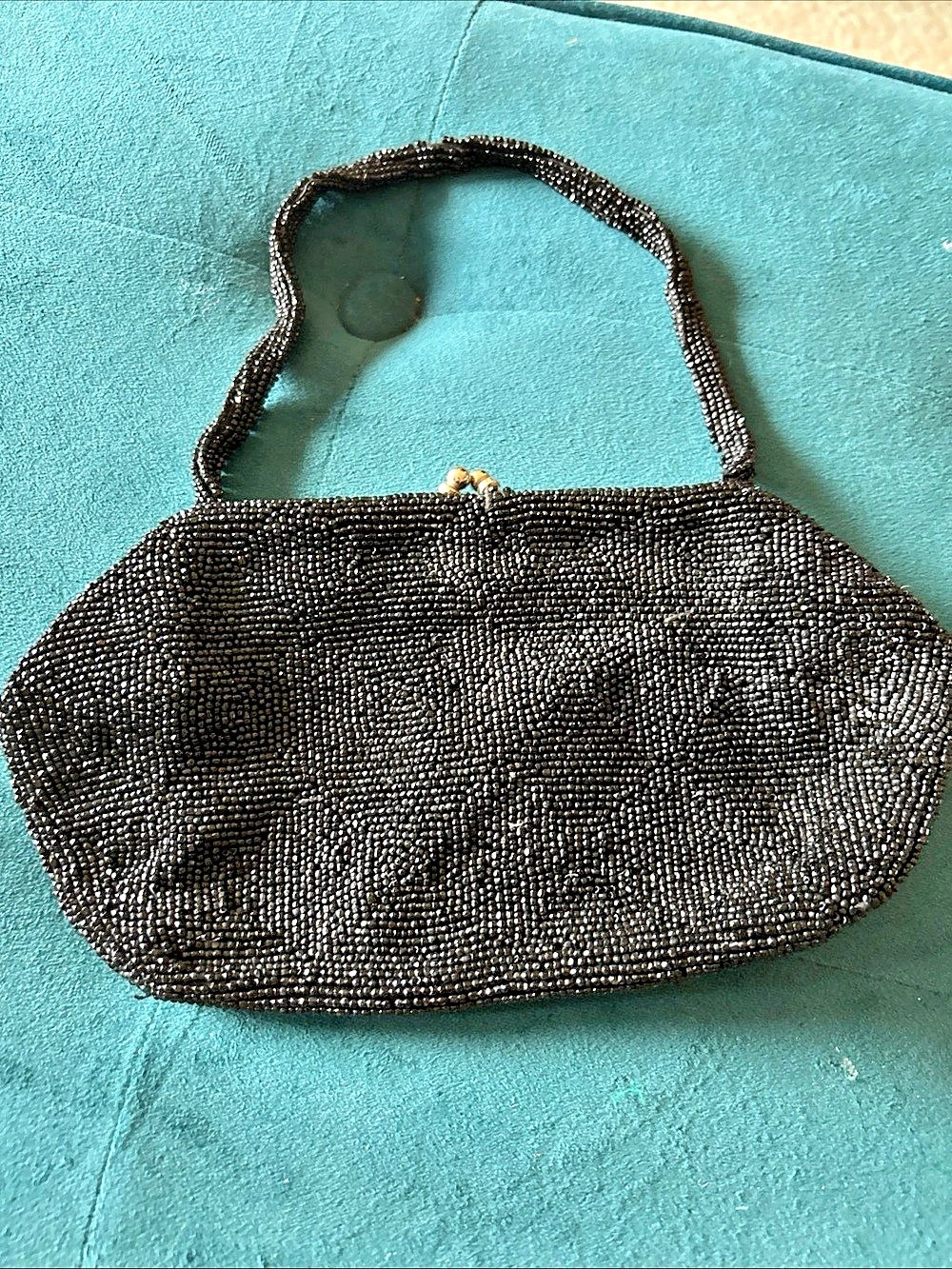 Foxes of Miami Beach Vintage Black Beaded Clutch Purse